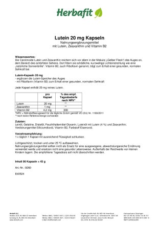 Lutein-Kapseln 20 mg 45 g
