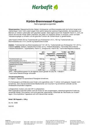 Kürbis-Brennnessel-Kapseln 63 g