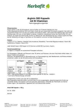 Arginin-500-Kapseln 198 g