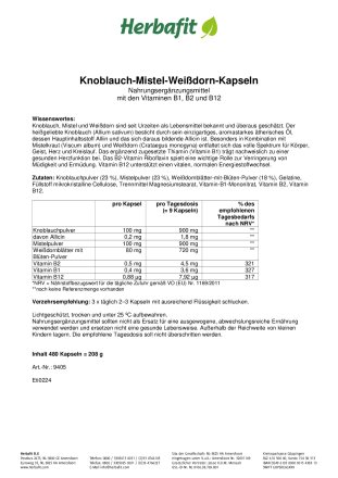 Knoblauch-Mistel-Weißdorn-Kapseln 210 g